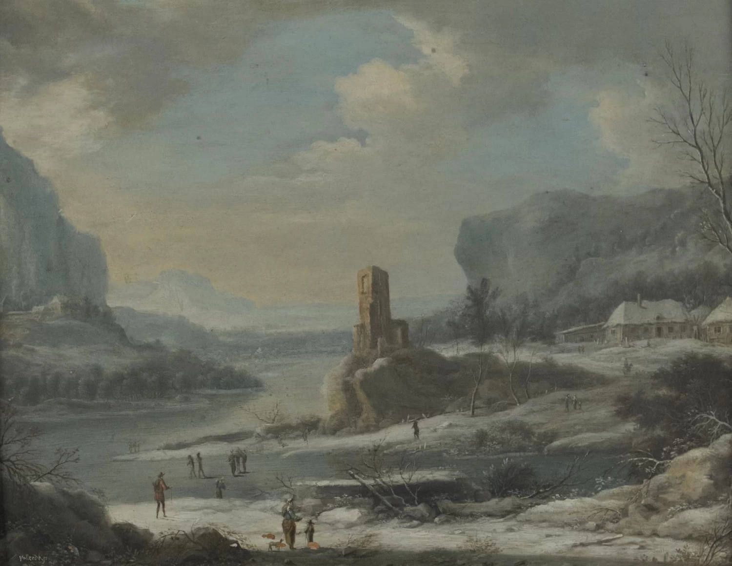 Johann Christian Vollerdt - Paesaggio invernale con rovina
